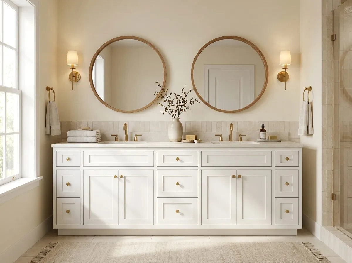 White shaker double vanity — visualization