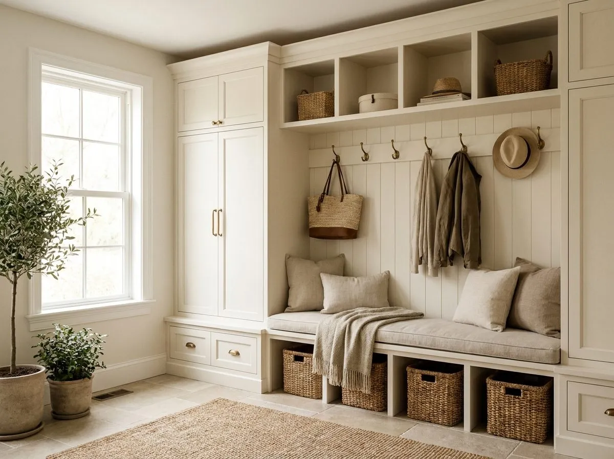 Mudroom lockers with bench and cubbies — visualization