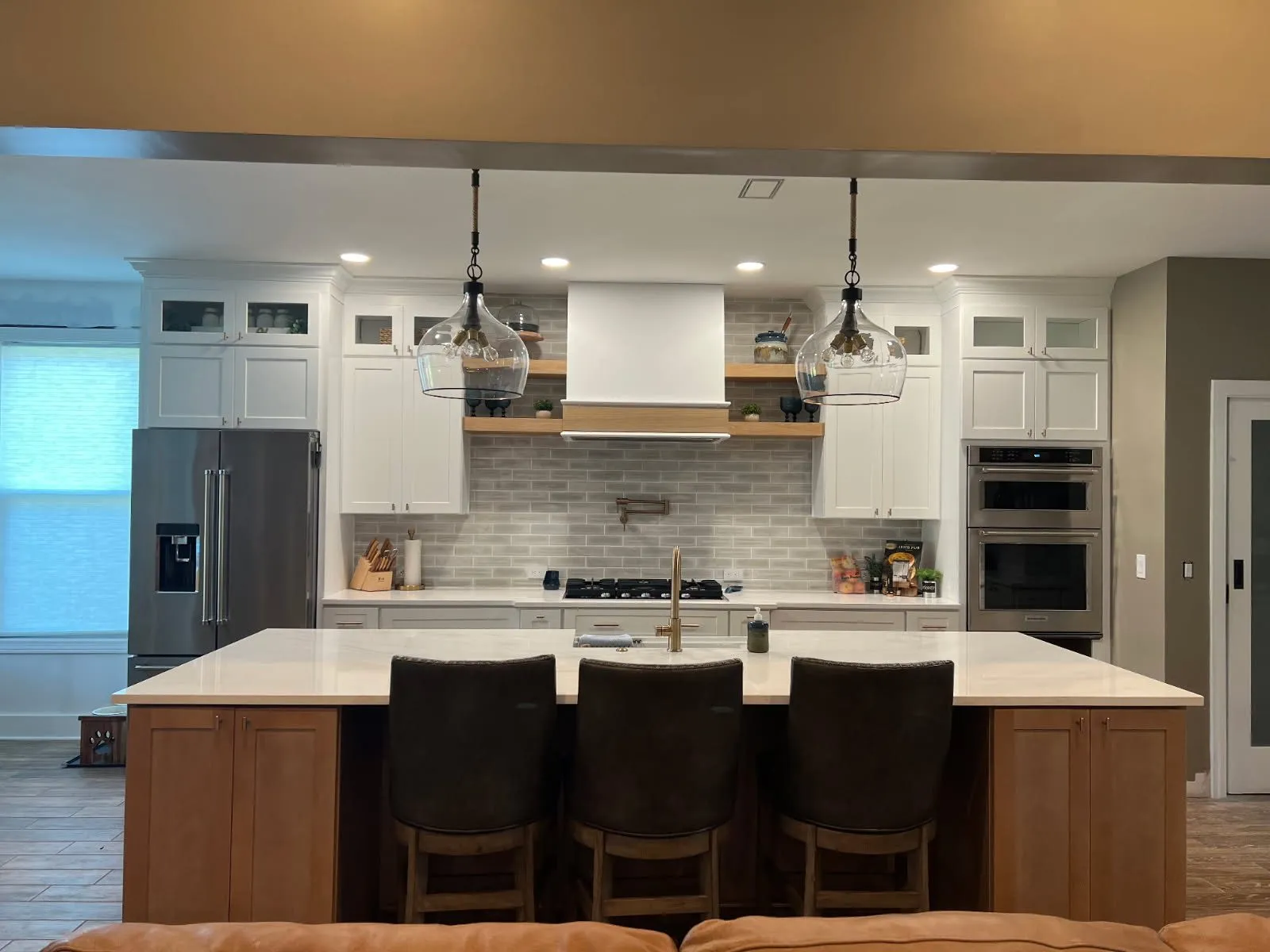 Full width of the kitchen from the family room