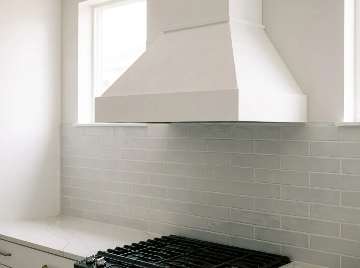 Sloped wood range hood style visualization