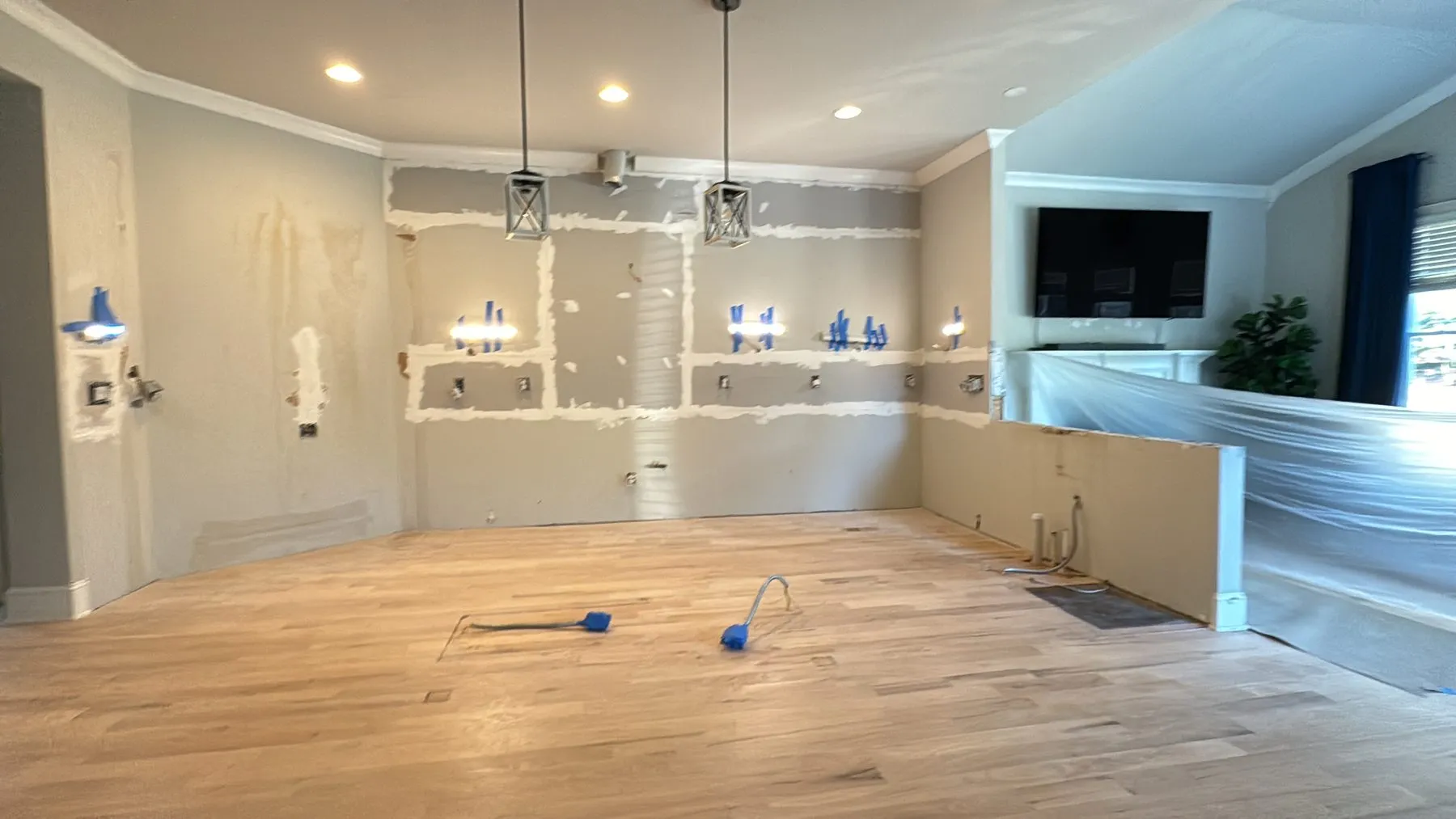 Walls patched and prepped for the new kitchen